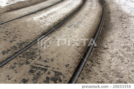 Tram rails in snow. 20033358