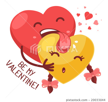 Vector illustration of boy heart is licking girl 20033844