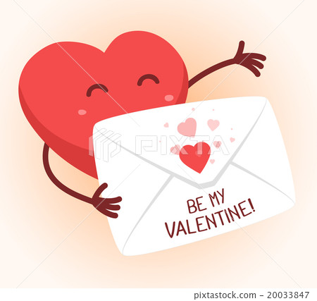 Vector illustration of red heart holding envelope 20033847