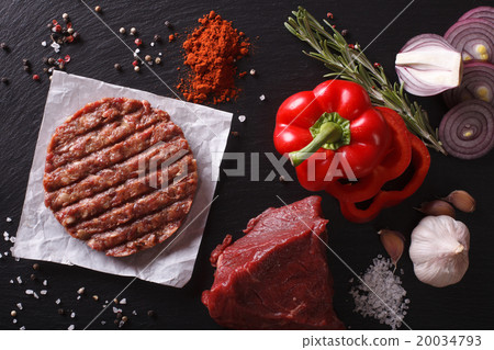 Raw Ground beef Burger steak cutlets Raw Ground beef Burger steak cutlets 20034793