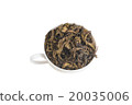dry tea  with cup of tea , isolated on white 20035006