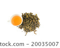 dry tea  with cup of tea , isolated on white 20035007