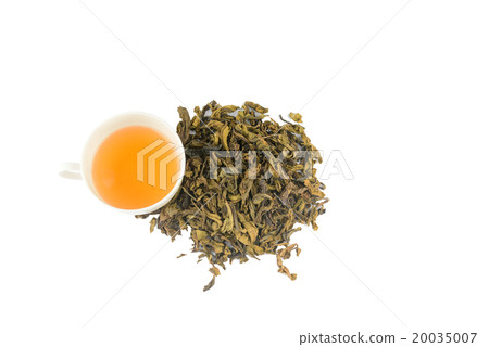 dry tea with cup of tea , isolated on white dry tea with cup of tea , isolated on white 20035007