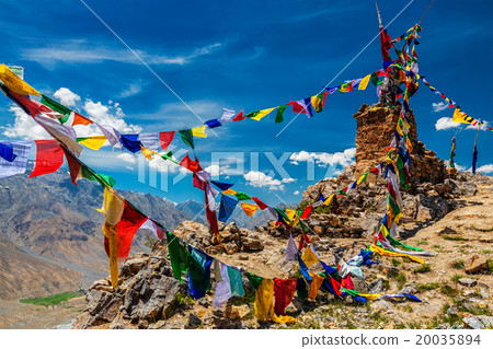 Buddhist prayer flags in Himalayas 20035894