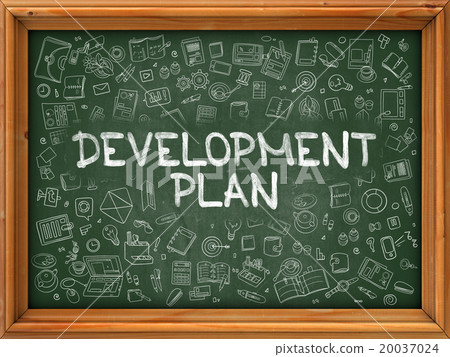 Development Plan - Hand Drawn on Green Chalkboard. Development Plan - Hand Drawn on Green Chalkboard. 20037024