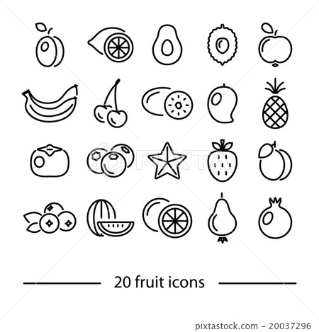fruit line icons fruit line icons 20037296