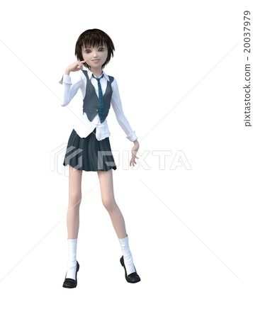 塑造3DCG例證材料的一致的女學生 20037979