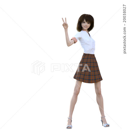Shirt + skirt woman perming3DCG illustration material 20038027
