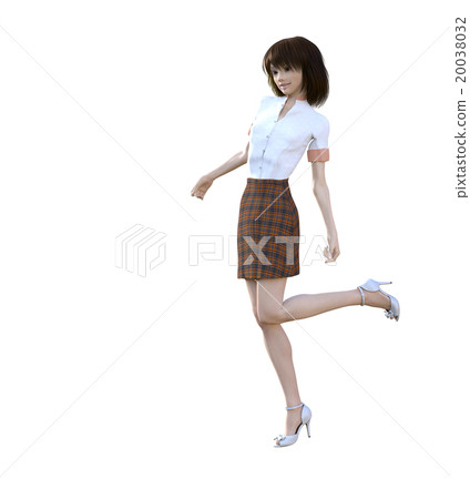 Shirt + skirt woman perming3DCG illustration material Shirt + skirt woman perming3DCG illustration material 20038032