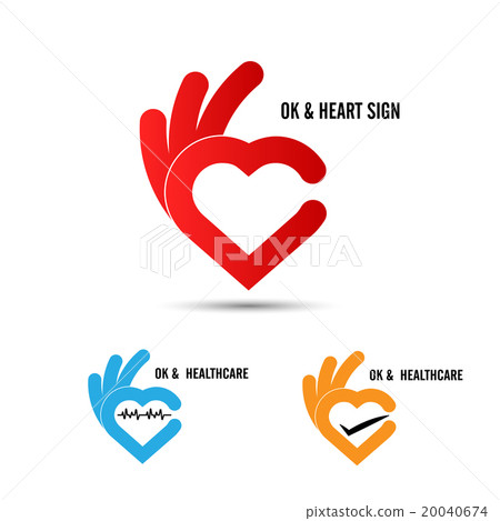 Creative hand and heart shape abstract logo design 20040674