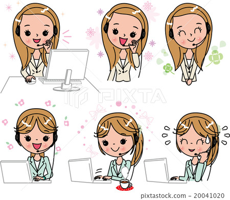Female call center person material emotion smile 20041020