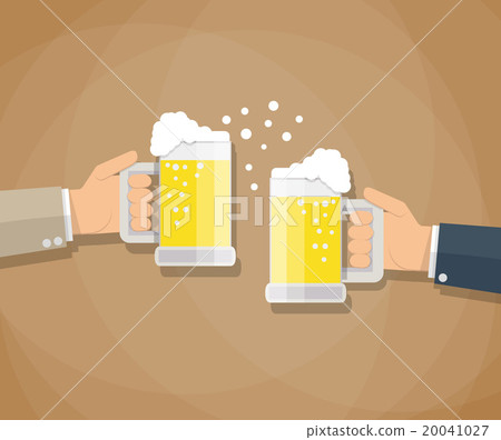 Two businessmen toasting glasses of beer 20041027