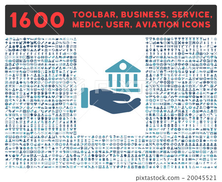 Bank Service Icon With Large Pictogram Collection Bank Service Icon With Large Pictogram Collection 20045521