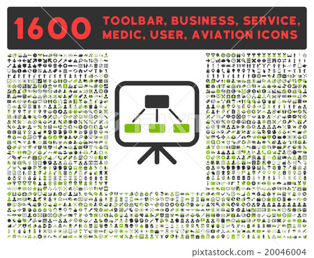 Scheme Screen Icon With Large Pictogram Collection 20046004