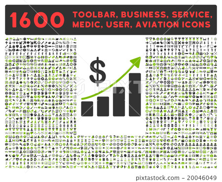 Sales Growth Icon With Large Pictogram Collection 20046049