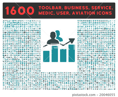 Audience Graph Icon With Large Pictogram Collection 20046055