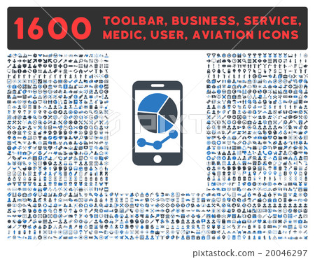 Mobile Graphs Icon With Large Pictogram Collection 20046297