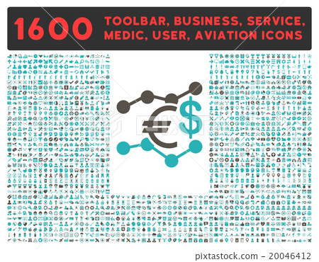 Currency Trends Icon With Large Pictogram Collection Currency Trends Icon With Large Pictogram Collection 20046412