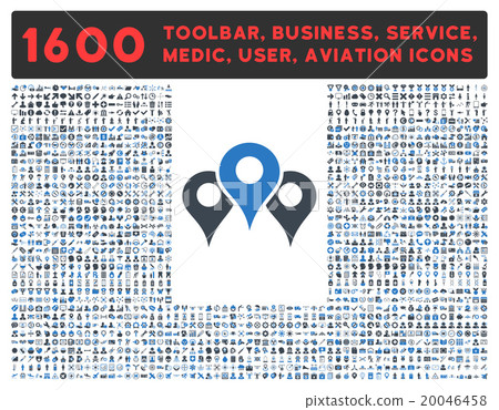 Locations Icon With Large Pictogram Collection Locations Icon With Large Pictogram Collection 20046458