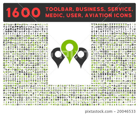 Locations Icon With Large Pictogram Collection Locations Icon With Large Pictogram Collection 20046533