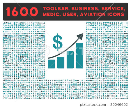 Sales Growth Icon With Large Pictogram Collection 20046602