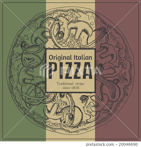 Ink hand drawn pizza package box illustration Ink hand drawn pizza package box illustration 20046690