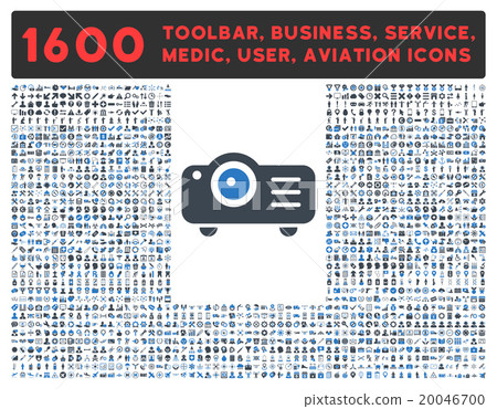 Projector Icon With Large Pictogram Collection 20046700