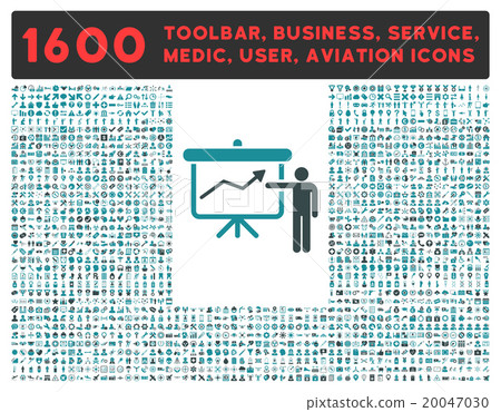Project Presentation Icon With Large Pictogram Collection 20047030
