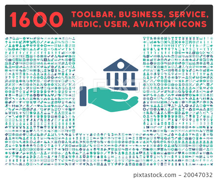 Bank Service Icon With Large Pictogram Collection 20047032