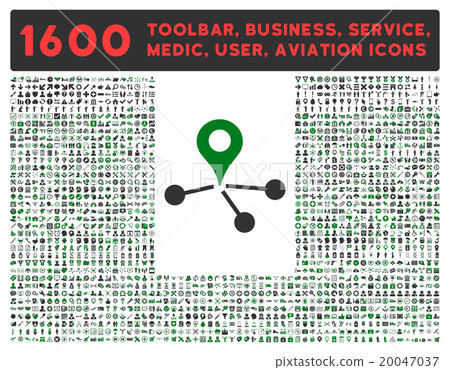 Geo Network Icon With Large Pictogram Collection Geo Network Icon With Large Pictogram Collection 20047037