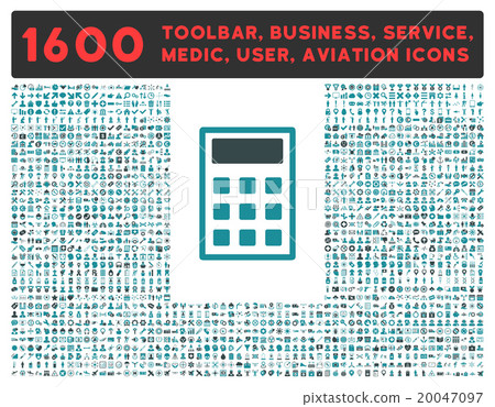 Calculator Icon With Large Pictogram Collection 20047097
