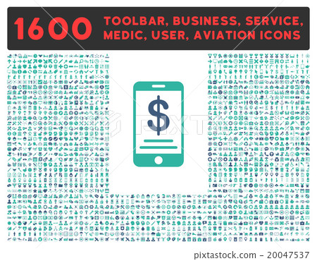 Mobile Wallet Icon With Large Pictogram Collection Mobile Wallet Icon With Large Pictogram Collection 20047537