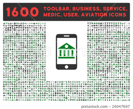 Mobile Bank Icon With Large Pictogram Collection Mobile Bank Icon With Large Pictogram Collection 20047697