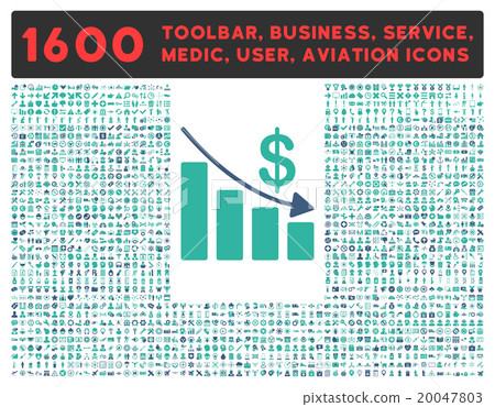 Recession Icon With Large Pictogram Collection 20047803