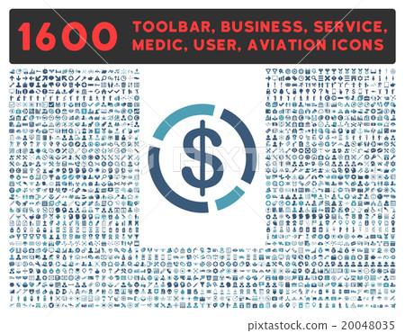 Dollar Diagram Icon With Large Pictogram Collection 20048035