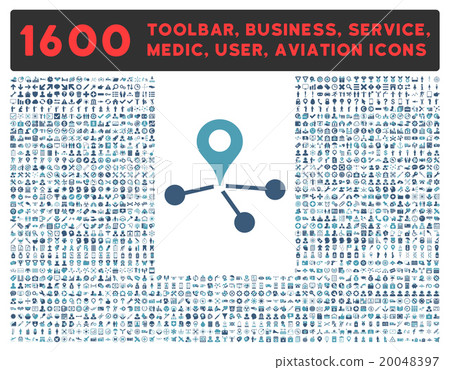 Geo Network Icon With Large Pictogram Collection 20048397