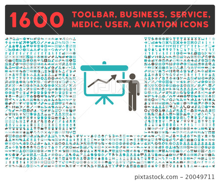 Project Presentation Icon With Large Pictogram Collection Project Presentation Icon With Large Pictogram Collection 20049711