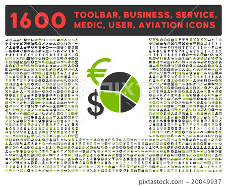 Currency Pie Chart Icon With Large Pictogram Collection Currency Pie Chart Icon With Large Pictogram Collection 20049937