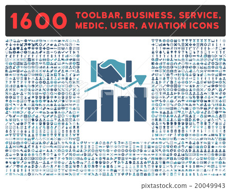 Acquisition Graph Icon With Large Pictogram Collection 20049943