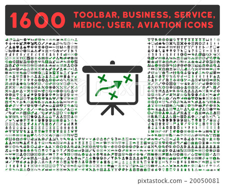 Stock Illustration: Strategy Icon With Large Pictogram Collection