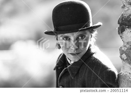 Woman dressed as Charlie Chaplin man style 20051114