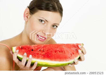 portrait of woman with water melon portrait of woman with water melon 20051523