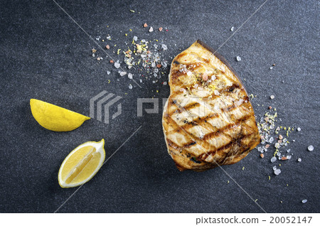 Barbecue Swordfish Steak on Stone Board Barbecue Swordfish Steak on Stone Board 20052147