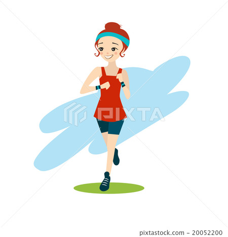 illustration of a Beautiful Cartoon Girl Running illustration of a Beautiful Cartoon Girl Running 20052200