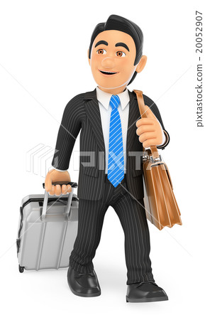 3D Businessman on a business trip 3D Businessman on a business trip 20052907