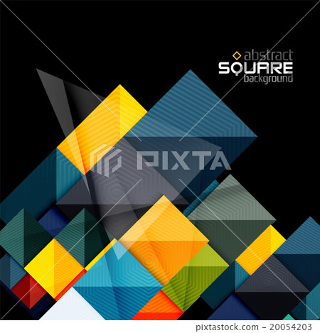 Glossy color squares on black. Geometric abstract Glossy color squares on black. Geometric abstract 20054203