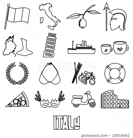 italy country theme outline symbols and icons set italy country theme outline symbols and icons set 20058061