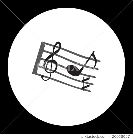 music stave with music notes and clef simple icon  20058067