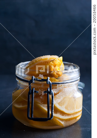 lemon slices on a dark background 20058466