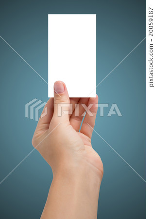 Hand holding white blank business visit card, gift Hand holding white blank business visit card, gift 20059187